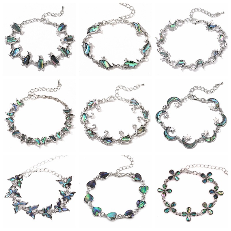 European and American fashion jewelry animal whale penguin butterfly shell abalone shell bracelet anklet dual-purpose AliExpress