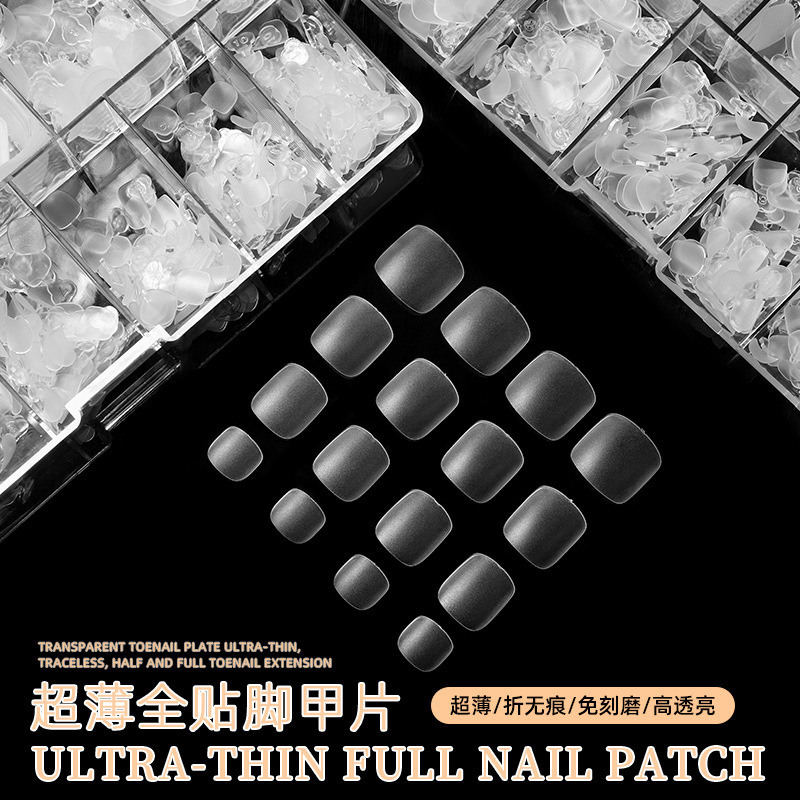 Wear Frosted Foot Nail Art Patch Full Sticker Transparent Non-carved False Nail Tool Special Ultra-thin Traceless