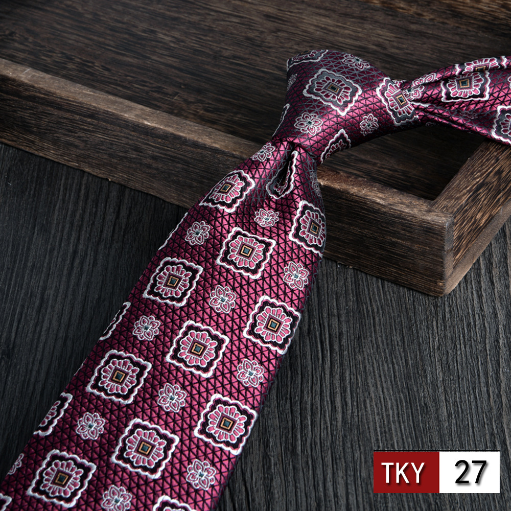 Corbata hombre vestido de negocios profesionales vino rojo novio casamiento Jacquard 8cm mano nueva tendencia spot