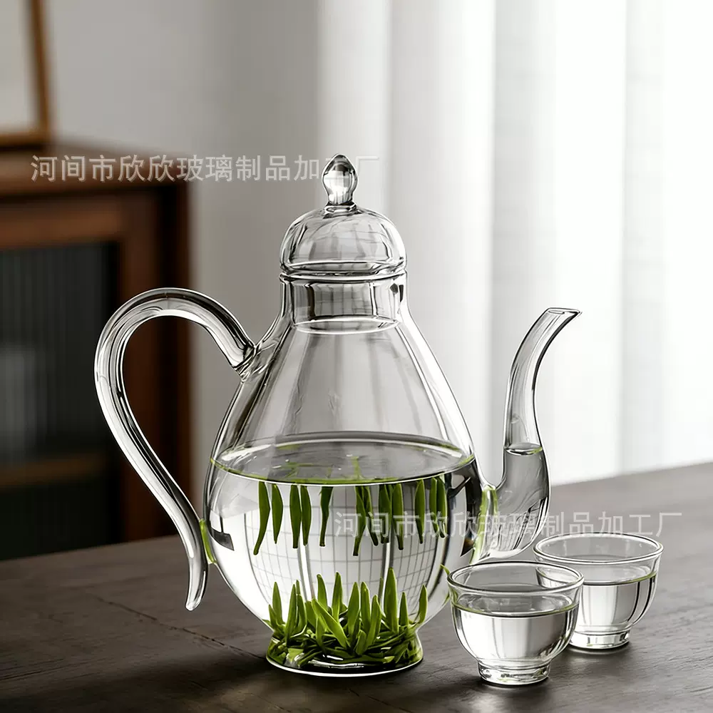 仿宋执壶美人壶玻璃泡茶壶高硼硅玻璃壶冷泡壶过滤壶家用轻奢复古