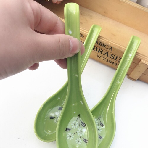 Blue and white melamine soup spoon for household long-handled hot pot restaurant soup spoon imitated ceramic melamine spoon for restaurant use 