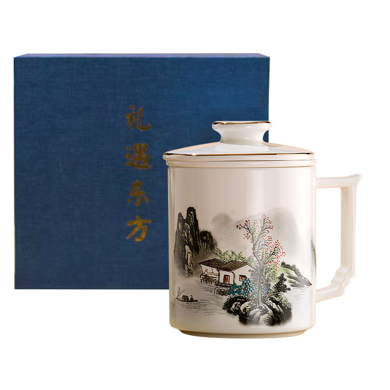 Taza de porcelana de hueso taza de separación de té taza de cerámica taza de porcelana con filtración taza de regalo taza de regalo logotipo personalizado