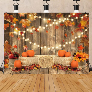 Autumn Maple Leaf Pumpkin Lantern Thanksgiving Background Cloth Party Activity Decoration Banner Photography Photo Background