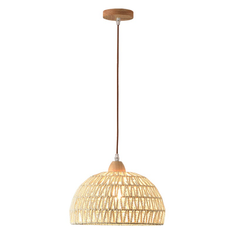 Lámpara de restaurante de registro de estilo japonés lámpara de barra de cuerda de cáñamo tejida a mano estilo crema retro cama y desayuno dormitorio lámpara de noche