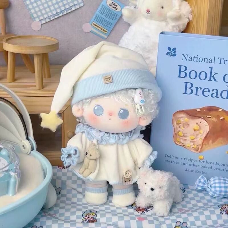 20cm Doll Clothes Cotton Doll Pajamas Sitting Pose Set Non-Character-Specific Doll Replacement Four-Piece Set of Doll Clothes 20cm