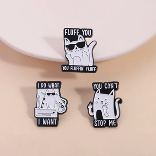 搞怪猫咪趣味文字胸针批发个性风格服饰配饰别针徽章批发