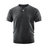 ZH8125-D美式亨利领针织短袖亚麻天丝通勤老钱风上衣休闲T恤，男装针织衫/毛衣，星座614