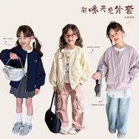 Aimo bebe детская куртка рубашка на молнии топ весенняя девочка сладкая милая вышивка котенка бейсбольный костюм куртка
