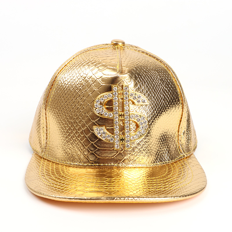 Casquette de baseball en cuir hip-hop à bord plat, à pois, diamant, crocodile, à motifs, pour hommes et femmes, tendance de rue_voghion.com