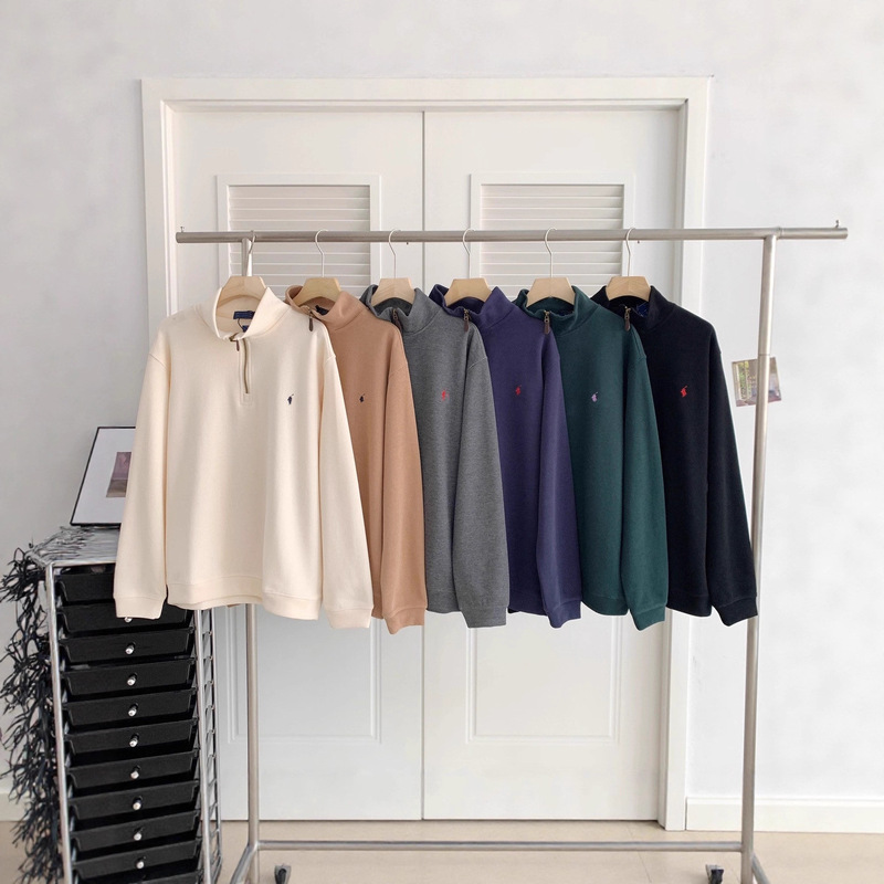 Cross-Border Supply Ralph Lauren Pony Logo Stand Collar Half-Zip Sweatshirt Trendy Brand High-End Men's Sweatshirt Ralph Lauren Jacket