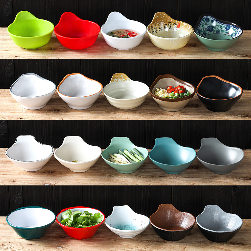 A5 melamine tableware small bowl commercial restaurant small soup bowl porcelain creative hot pot bowl with ear dip seasoning bowl