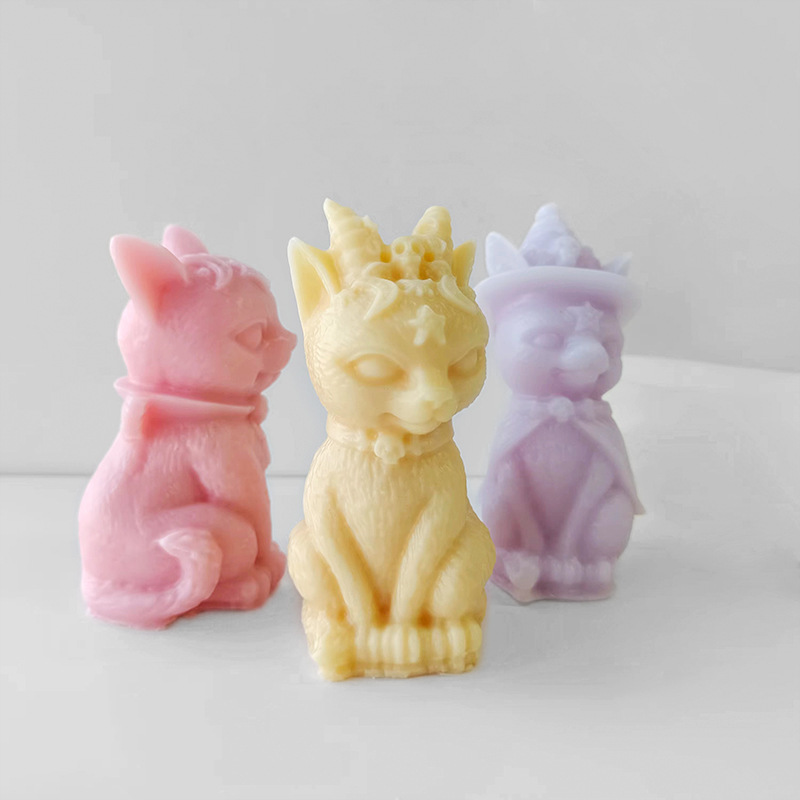Nuevo molde de silicona gatito tridimensional DIY resina epoxi molde gatito aromaterapia hecho a mano decoración de la vela herramienta abrasiva