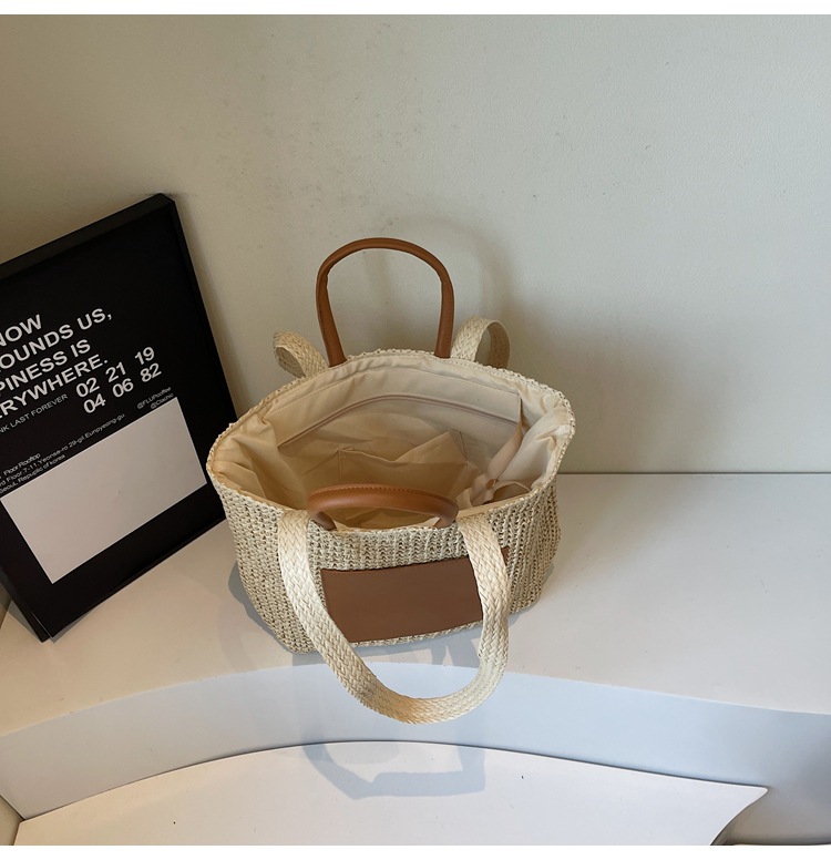 Large Woven Beach Tote Bag For Women Stylish Hollow Out Handbag_voghion.com