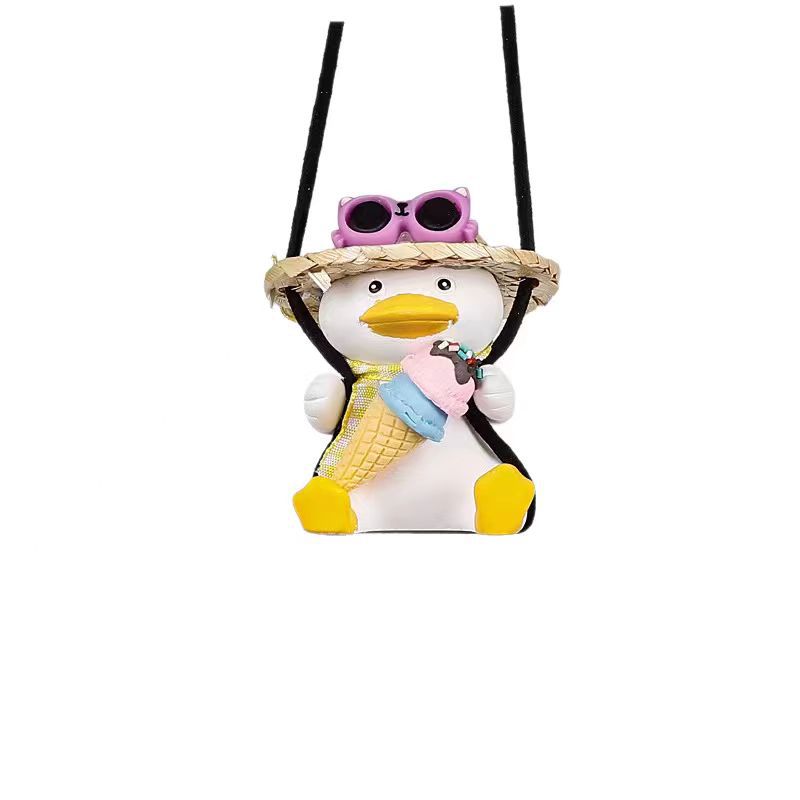 Cross-Border Wholesale Car Hanging Ornaments Swing Duck Car Rearview Mirror Car Interior Decoration Car Hanging Decorations Car Accessories