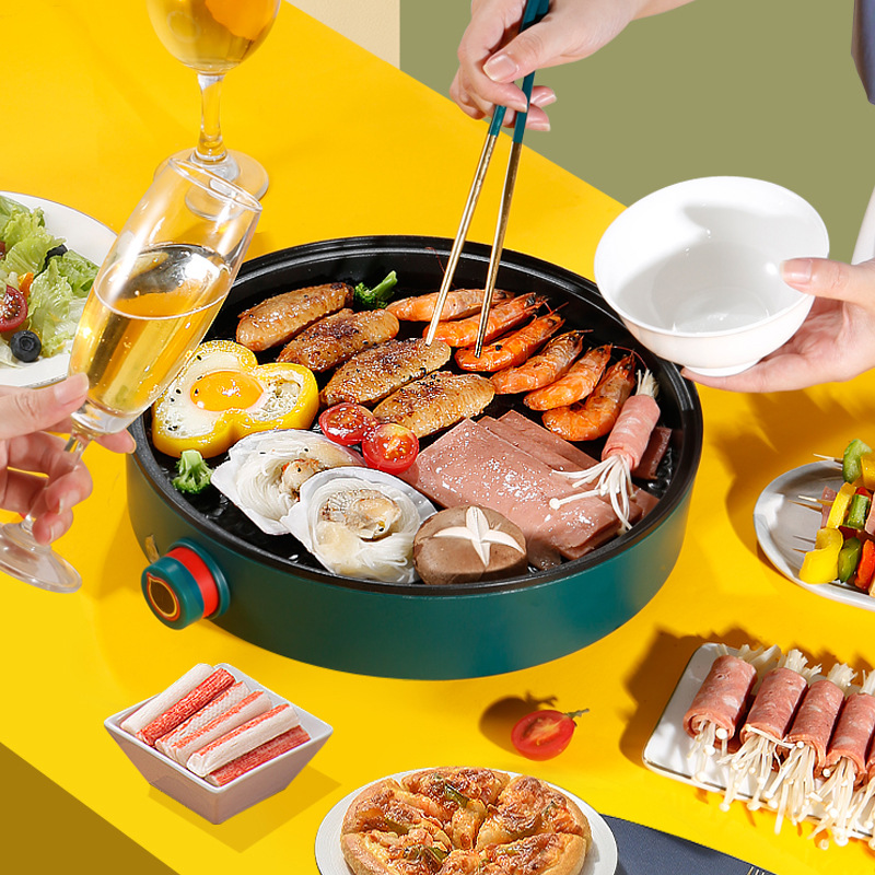 韩式不粘烧烤炉便携电烤炉家用电煎炉多功能电烤盘一体烤肉盘代发