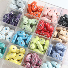 彩色波点鱼陶瓷珠diy饰品配件手链配饰瓷珠双面鱼陶瓷珠子散批