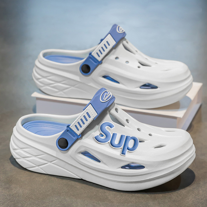 Pantuflas transfronterizas para hombres y mujeres, deportes de conducción, antideslizantes, Baotou, zapatos con agujeros de doble uso de plataforma de plataforma de arena de talla grande