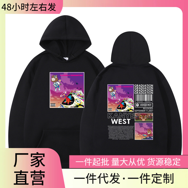 2024 Foreign Trade Rapper Kanye West Graduation Printed Hoodie Men's Cool Se Twe