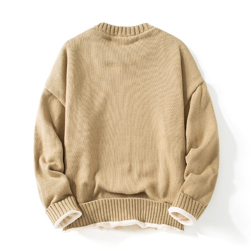 Sweater men's autumn and winter new style American round neck couple's printed loose casual simple versatile plus velvet_voghion.com