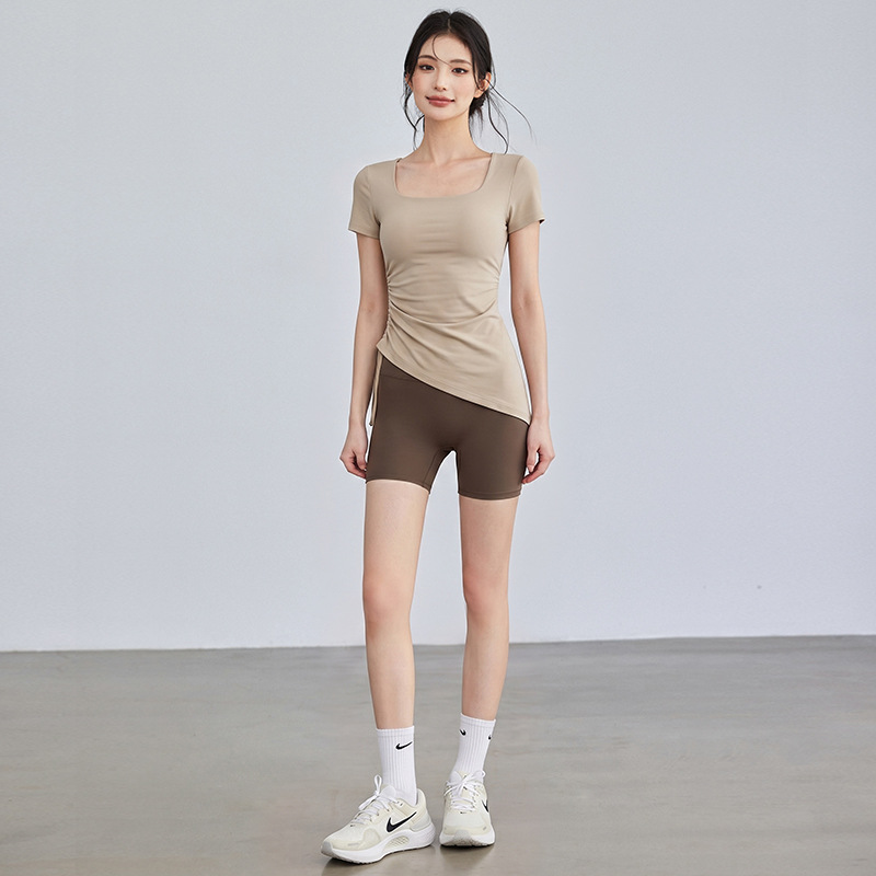 Oatmeal milk tea top + ebony brown shorts / S [recommended weight within 50kg years old]