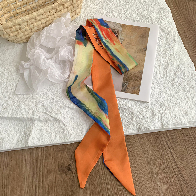 Pañuelo de seda estampado, cinturón de pelo largo estrecho, cinta, cabello atado, nuevo pañuelo multiusos, cinta, bufanda decorativa, cinturón de moda