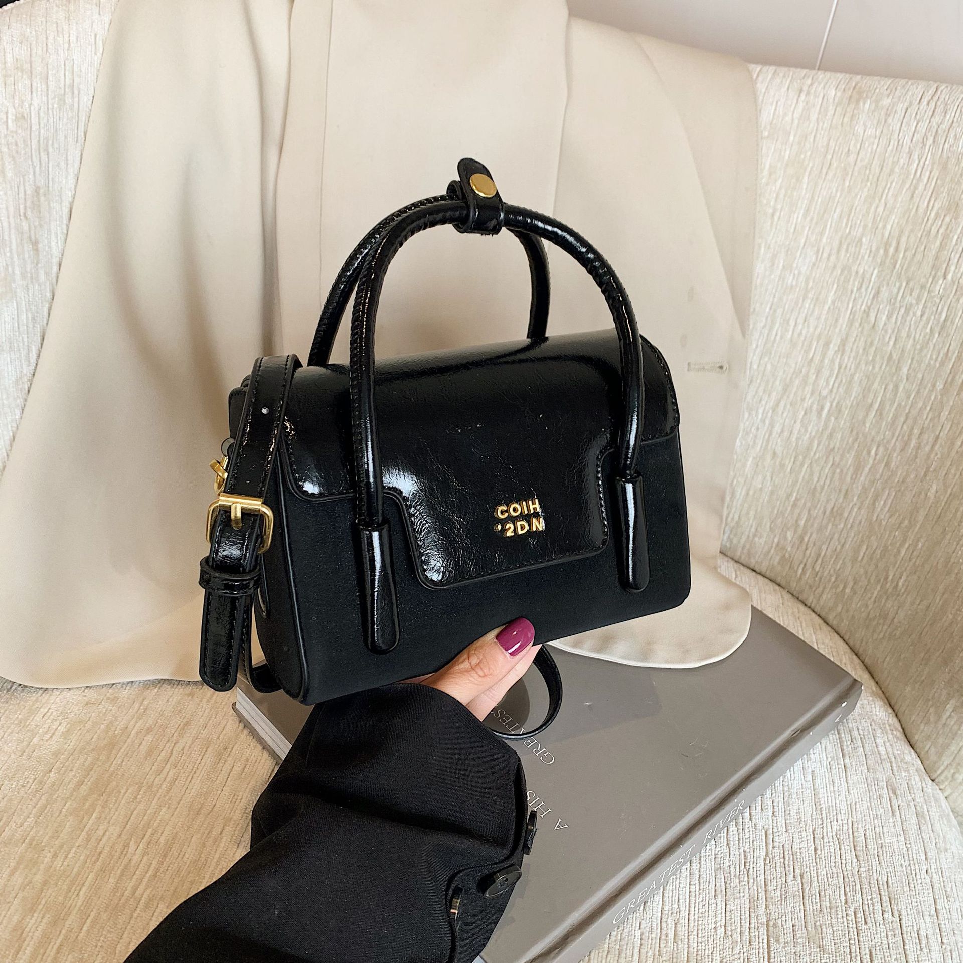 Nanfeng Chio2nd simple bolso cuadrado versátil retrógrado empalme mochila mate coreano hombro simple