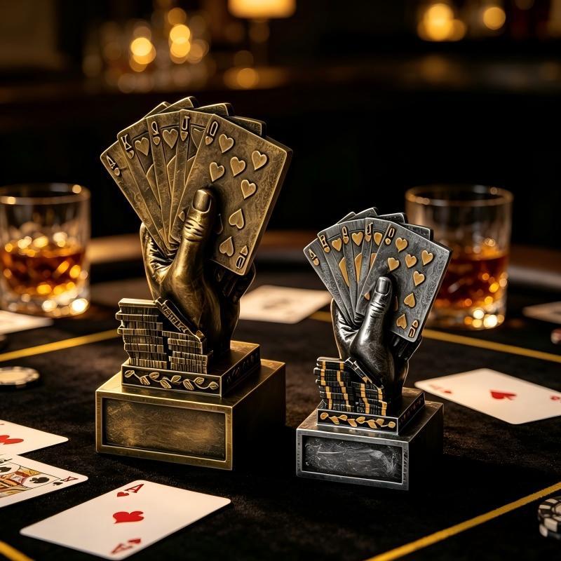 Texas poker medalla en forma de mano titular de la medalla de resina material trofeo regalo