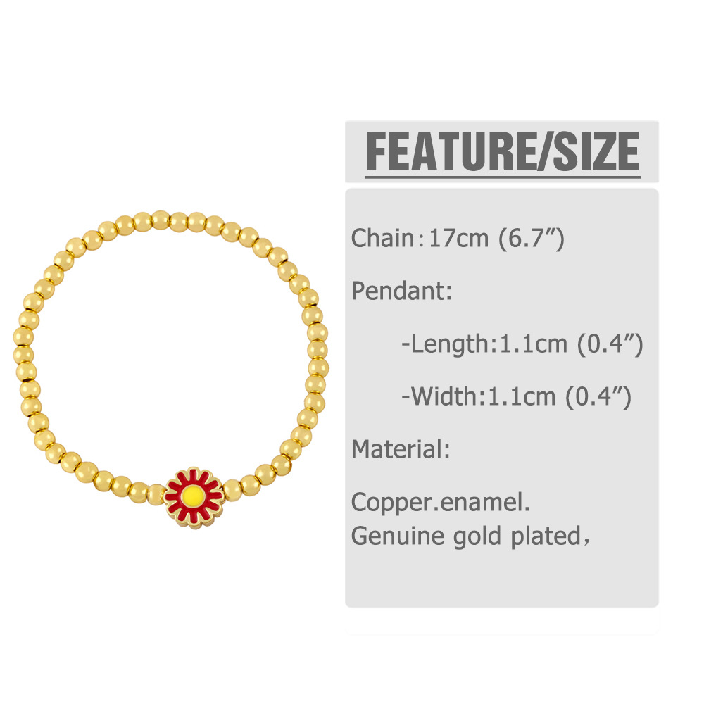 European and American gold bead beaded color daisy copper bracelet