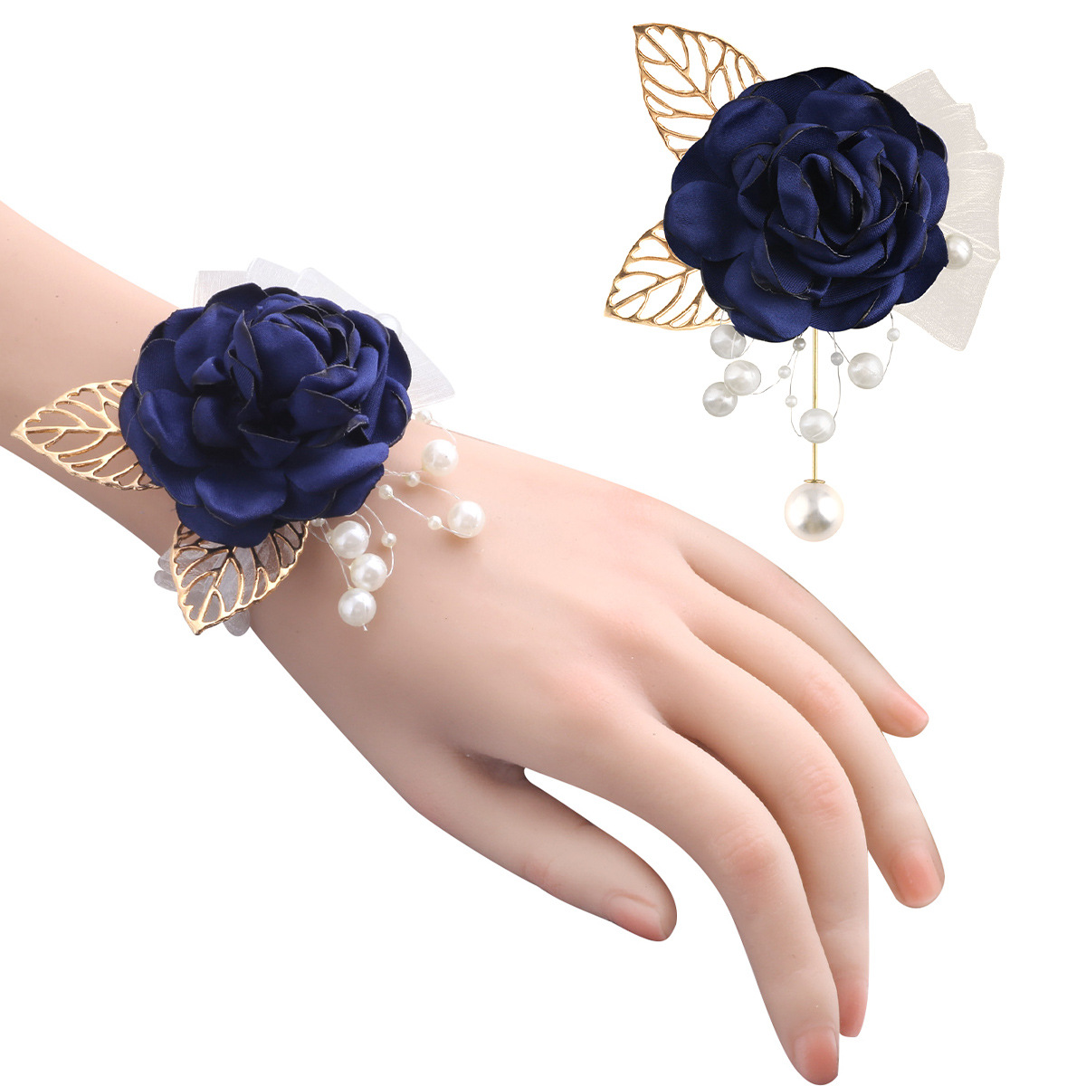 藏青手腕花+金珍胸花.jpg