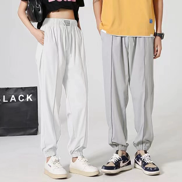 Белые солнцезащитные скорость ледяные штаны ледяные шелковые спортивные штаны мужчины и женщины пары Кондиционер брюки тонкие брюки дышащие