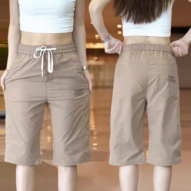 Women's Cropped Casual Cargo Pants Summer Thin Ice Silk Quick-Dry Sports Pants Trendy Straight Mid-Length Pants Women's Cropped Casual Cargo Pants Summer Thin Ice Silk Quick-Dry Sports Pants Trendy Straight Mid-Length Pants