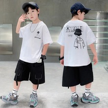 男童夏季套装2025新款男孩中大童休闲帅气儿童两件套薄款短袖夏装