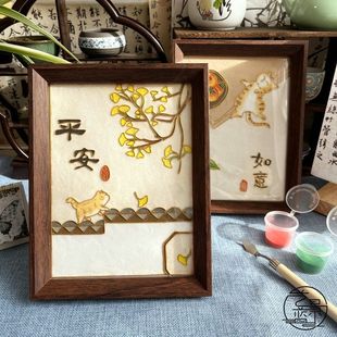 Cloisonné Forbidden City Cat Cloisonné Enamel Painting DIY Good Meaning Team Building Intangible Cultural Heritage Handmade Photo Frame Decorative Painting Gift