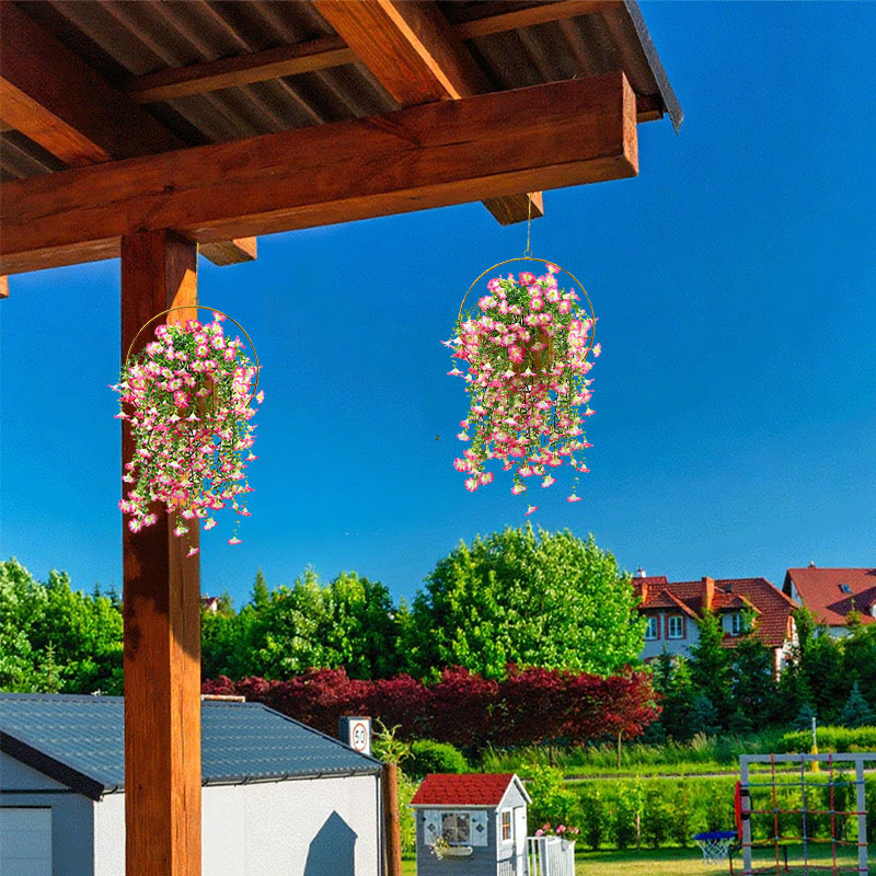 Simulación transfronteriza de Amazon flor de trompeta de 45 ojos flor falsa flor artificial colgante de pared decoración del hogar interior y exterior gloria de la mañana
