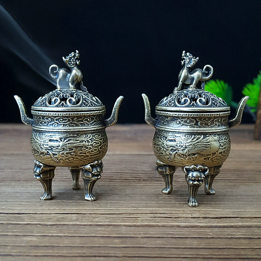 Оптовая продажа с фабрики сплав мини-двуушный Кирин благовоний Сянюнь трехногая благовоний благовоний печь антиквариат