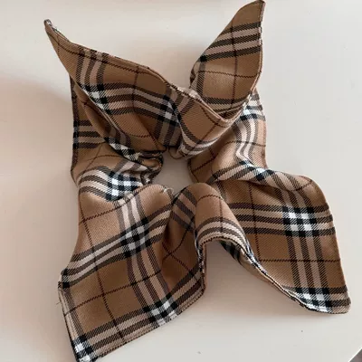Vintage Check Large Bowel High-grade Saç üçün rezinlər - coffee-plaid-square-circle