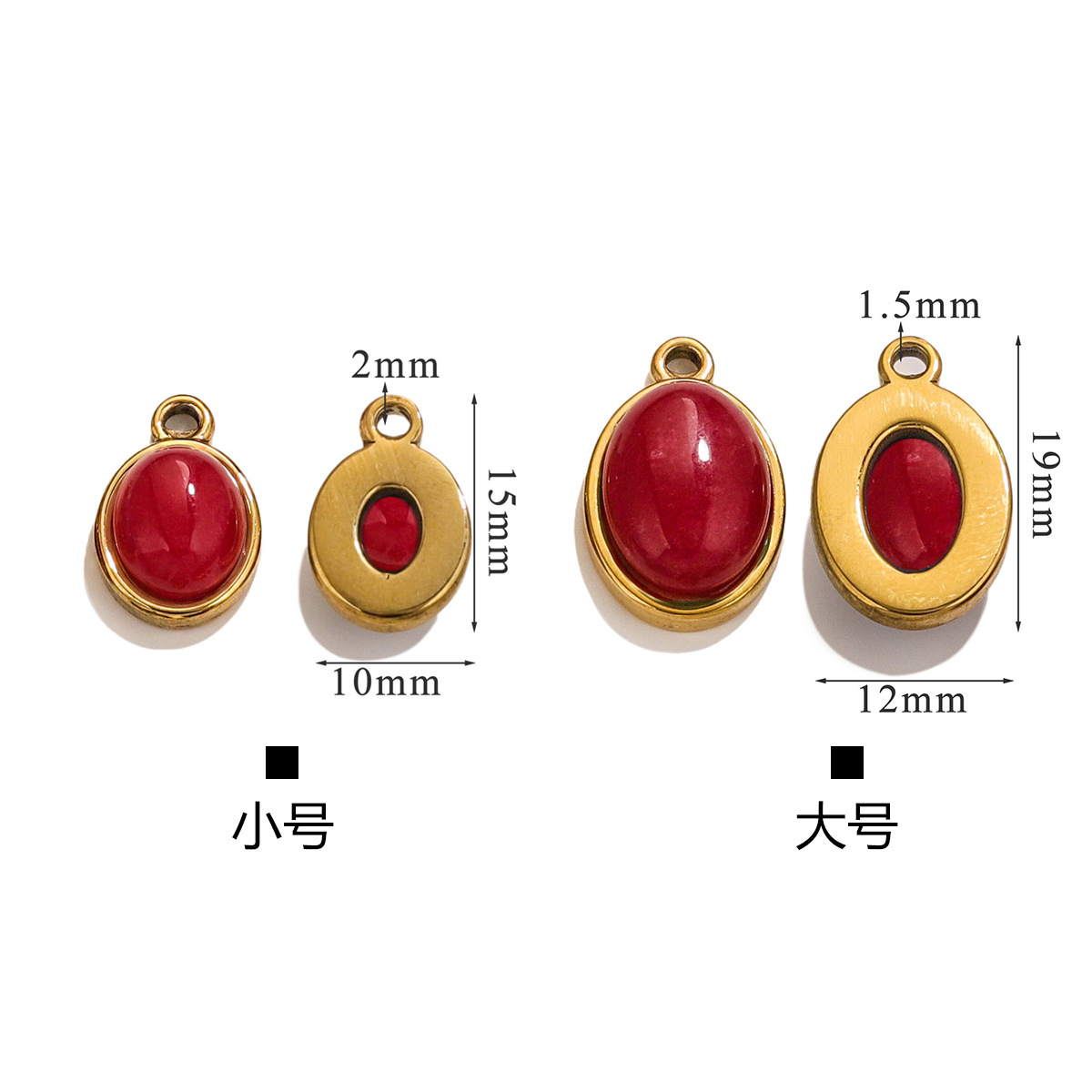 DIY accesorios de joyería de acero inoxidable piedra natural elíptica pequeña colgante pendientes pulseras collares materiales hechos a mano al por mayor