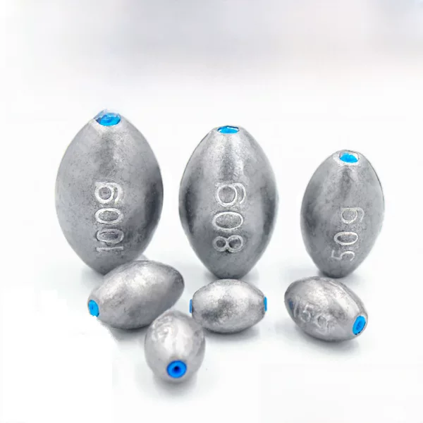 Ice Shadow Factory Direct Wholesale Plastic Core Soft Core Through-Core Lead Sinker Olive-Shaped Hollow Lead Sinker Sea Rod Fishing Sinker Fishing Gear
