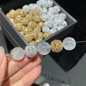 Color-Preserving Exquisite Sparkling Hollow Ball Bead Accessories Crystal DIY Spacer Beads and Decorative Pieces for Handmade Jewelry