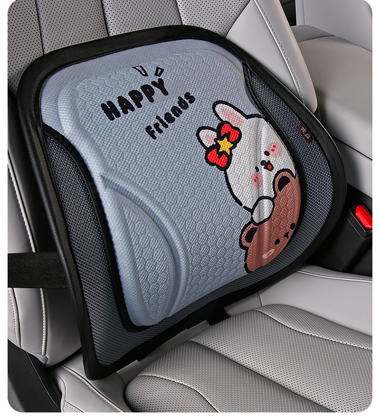 New Cartoon Gel Car Seat Cushion, Ice Silk Mesh Cooling Pad, Waist-Protecting Breathable Honeycomb Seat Cushion, Universal Car Cushion