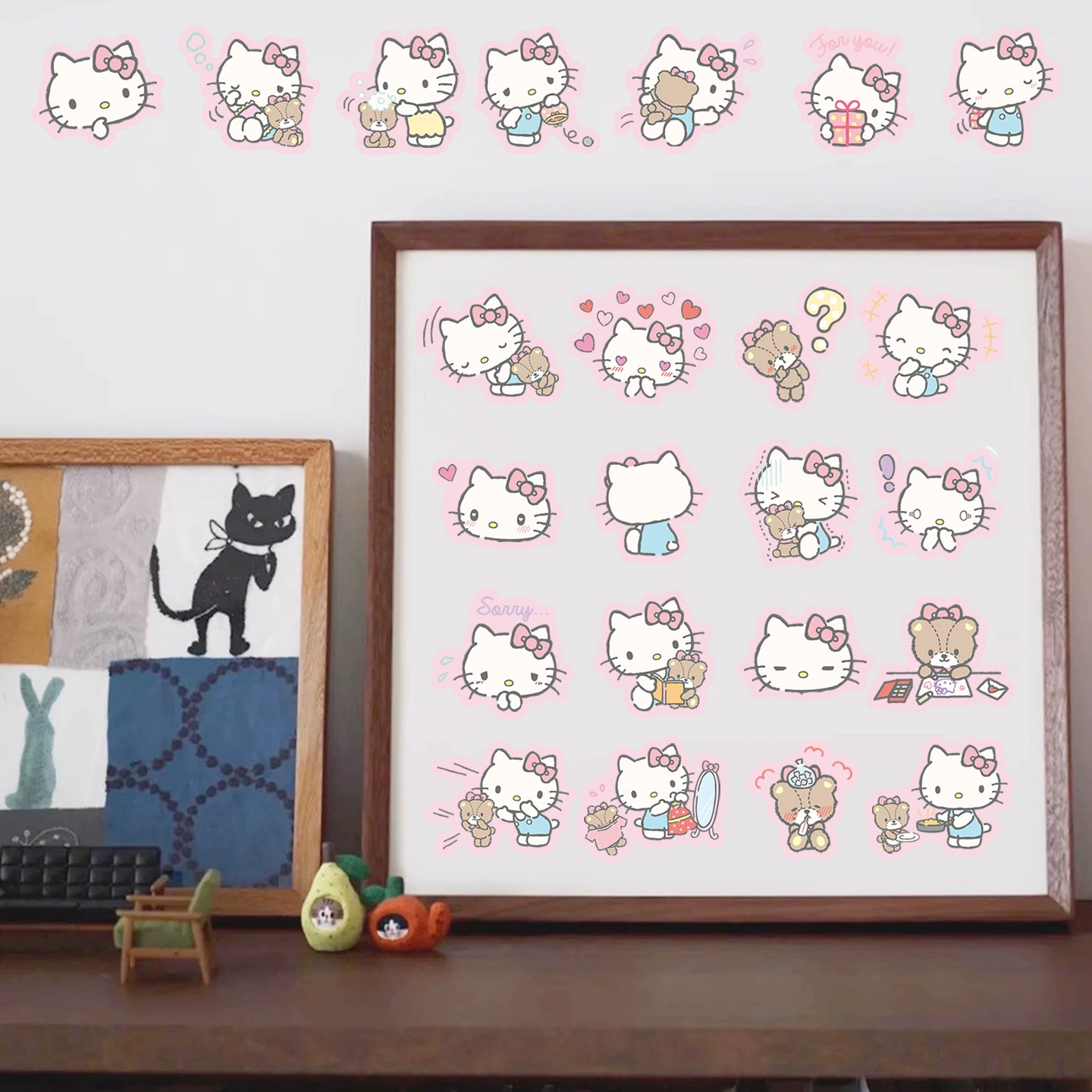Принт Hello Kitty, светоотражающая неоновая розово-фиолетовая водостойкая наклейка, чемодан, канцелярские товары, скейтборд, шлем, 40, новая коллекция