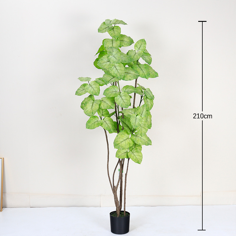 Heart Leaf Banyan árbol falso planta en maceta de simulación de alta gama planta verde interior sala de estar decoración de piso adorno paisajismo de planta biónica