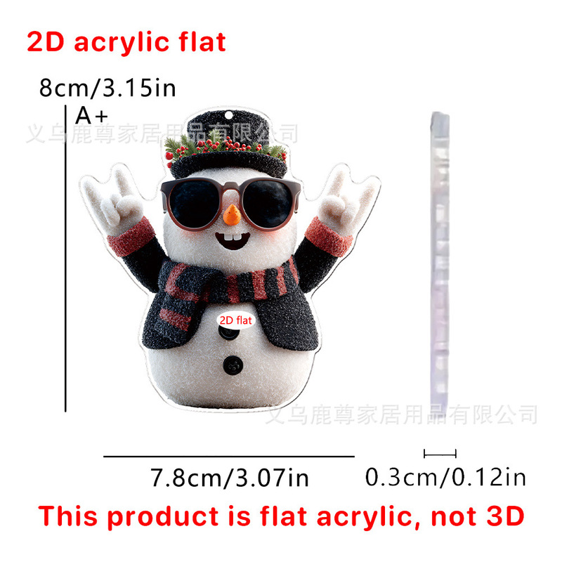 卡通举手的雪人和圣诞老人2D亚克力车载背包挂件挂饰装饰展示道具|undefined