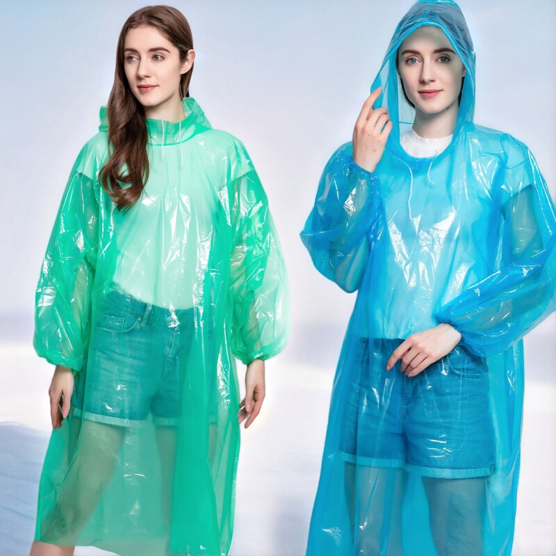 Pe Portable Disposable Raincoat Outdoor Emergency Multi-Color Men's and Women's Same Style Pullover Hooded One-Piece Raincoat