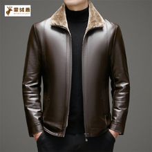 中老年皮衣男加绒加厚爸爸装秋冬装外套40岁50父亲中年男士皮夹克