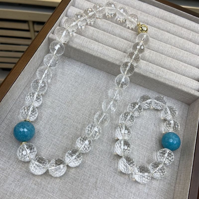 Zhao Lusi の同じスタイルの 16M ホワイトクリスタルネックレスブレスレットアクアマリンブレスレット、ガールフレンドや親友へのギフトとして、スターと同じスタイル|undefined