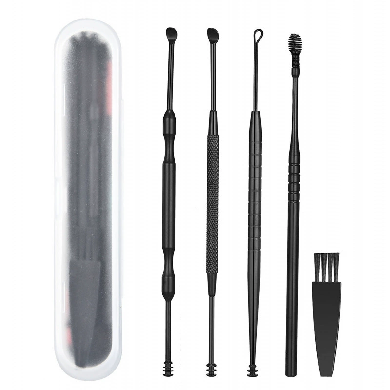 Спотовая ложка для выкапывать уши очиститель пружины Двойная вращающаяся ложка для ушей 5 комплектов инструментов для сбора ушей