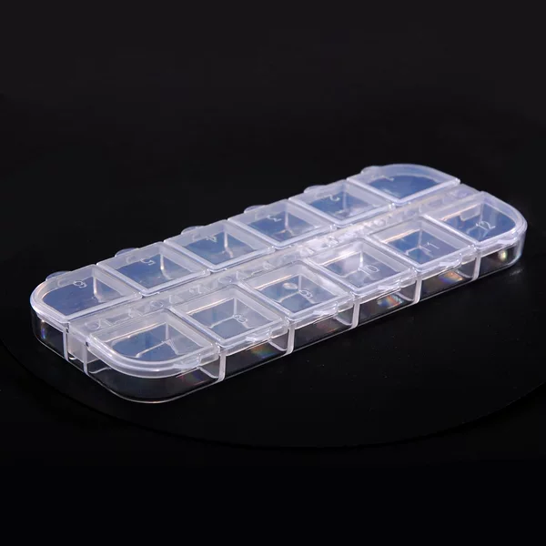 Long drill box nail drill jewelry box lid transparent 12 double row single open nail drill Pearl Box Wholesale