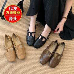 复风古平底丁字扣带时装单鞋女2025秋新款韩版圆头英伦风玛丽珍鞋