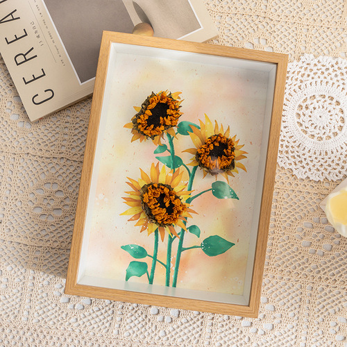 Handmade diy dried flower photo frame couple gift commemorative glass hollow three-dimensional table hanging wall plant specimen